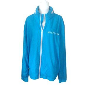 Tommy Hilfiger Men's XXL Windbreaker Jacket Lightweight Blue Full-Zip With Logo